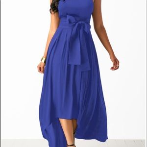 NWT Rosewe Maxi hi low cardigan belted blue halter dress  xxl 20